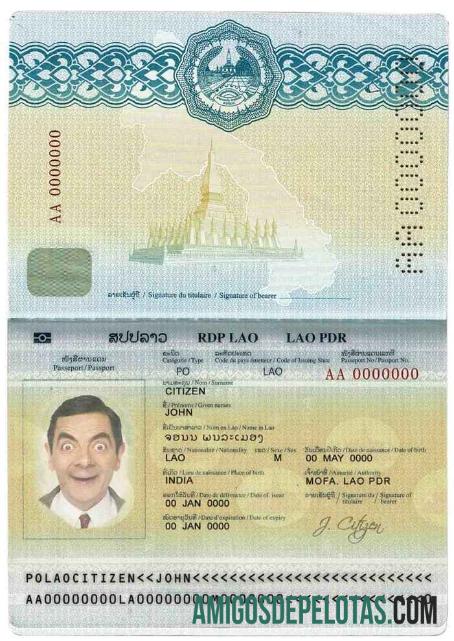 Passaporte do Laos amostra